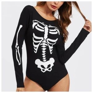 Gaze Halloween Skeleton Stretch Bodysuit Size XS Long Sleeve